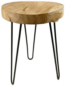 Scaun din lemn,cu picioare metalice, stil industrial, natural