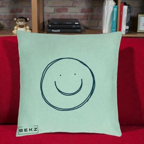 Perna Decorativa Smile Desen Minimalist, 40x40 cm, Verde Menta, Husa Detasabila, Perna Inclusa, BEKZ®
