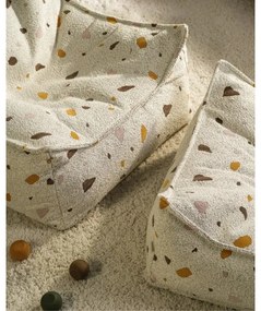 Fotoliu puf pentru copii alb cu tapițerie din țesătură bouclé/cu tapițerie din chenille Terrazzo Chair – Wigiwama