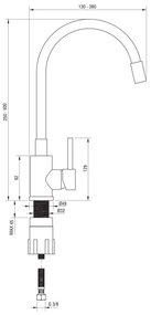 Chiuvetă de bucătărie Deante ZQJNN103 EVORA 50x50 cm + baterie de chiuvetă granit/negru