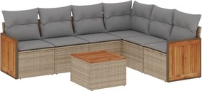 vidaXL Set canapele de grădină, 7 piese, cu perne, bej, poliratan