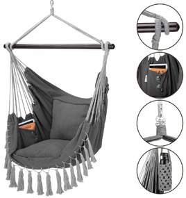 Deuba Scaun suspendat gri inchis -170x100x150cm