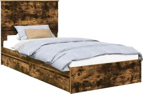 vidaXL Pat cu storage Stejar fumuriu 100 x 200 cm Lemn compozit