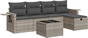 vidaXL Set canapele de grădină cu perne, 6 piese gri deschis poliratan