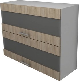 Corp Superior Lecce, 2 Usi, cu sticla, Stejar Sonoma/Alb, 80 x 30 x 65 cm