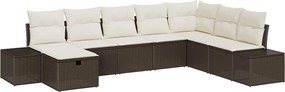 vidaXL Set de canapele pentru grădină cu pernă 8 pcs Maro Rattan poli
