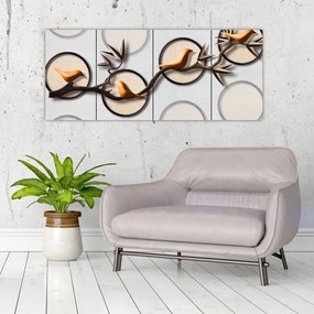 Tablou artistic - Păsărele pe creangă (120x50 cm)