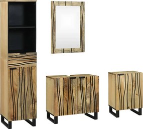 vidaXL Set de mobilier pentru baie cu sertar 4 pcs Maro Lemn compozit