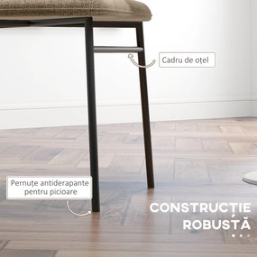 HOMCOM Scaun de masă, Design contemporan și elegant, Material textil cu efect de in, Oțel, 52 x 55 x 80 cm,  Maro deschis | Aosom Romania