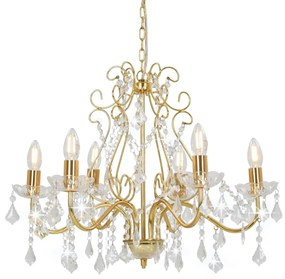 vidaXL Candelabru cu mărgele de cristal, auriu, rotund, 6 x e14