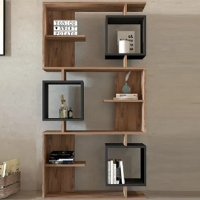Biblioteca Idalia culoare nuc si antracit 172 cm
