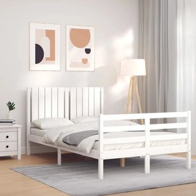 3194762 vidaXL Cadru de pat cu tăblie, alb, 120x200 cm, lemn masiv