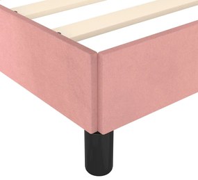 Cadru de pat cu tablie, roz, 140x200 cm, catifea Roz, 140 x 200 cm, Cu blocuri patrate