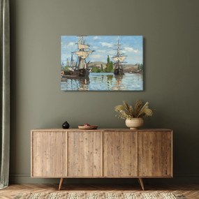 Tablou - Claude Monet, Ships Riding on the Seine at Rouen, reproducere (90x60 cm)