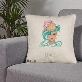 Perna Personalizata Zodie Rac, 40x40 cm, Bej Canapea, Husa Detasabila, Perna Inclusa, BEKZ®