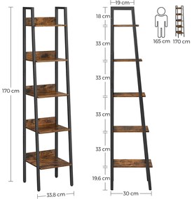 Raft TAYLOR 5 polite 170x33,8 cm, rustic maro