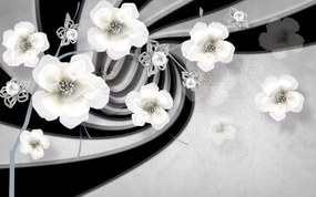 Tapet Premium Canvas - Abstract flori albe