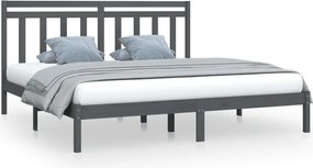 vidaXL Cadru de pat, gri, 200x200 cm, lemn masiv