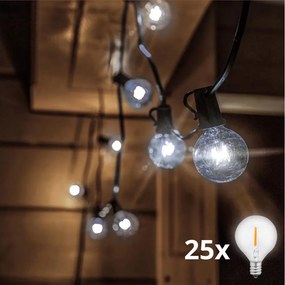 Brilagi - LED ghirlandă decorativă pentru exterior GIRLANDA 25xE12 20m IP44 alb rece