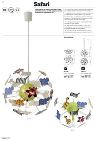 Lustră pe cablu pentru copii Redo 04-515 SAFARI 4xE14/28W/230V d. 35 cm colorat