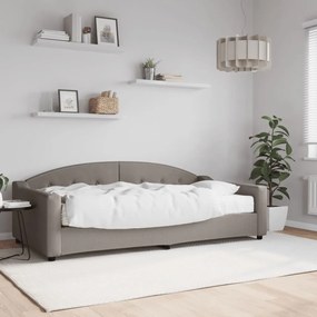 vidaXL Pat de zi cu saltea, gri taupe, 100x200 cm, textil