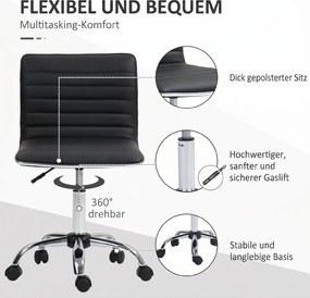 HOMCOM Scaun Ergonomic de Birou din Piele Ecologică cu Înălțime Reglabilă, Șezut Rotativ și 5 Rotile, 48x52x90 cm, Negru | Aosom Romania