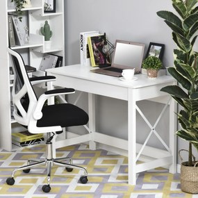 HOMCOM, Birou de Studiu, Stil Modern, MDF, Metal, 105x50x76 cm, Alb | Aosom Romania