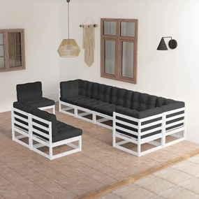 3076685 vidaXL Set mobilier de grădină cu perne, 9 piese, lemn masiv de pin