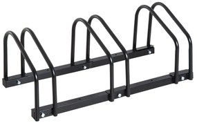 HOMCOM Suport pentru 3 biciclete, depozitare pneuri de 65 mm pe sol sau pe perete, 76 x 33 x 27 cm oțel negru | Aosom Romania