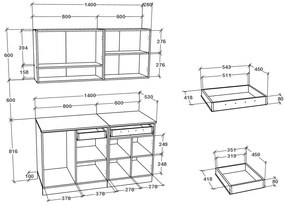 Set haaus Berna, Antracit/Alb, L 140 cm