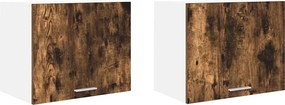 vidaXL Dulap suspendat 2 pcs Stejar afumat și alb 50 x 31 x 40 cm