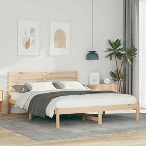 vidaXL Cadru de pat cu headboard Maro 140 x 200 cm Lemn de brad solid