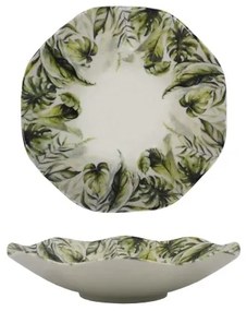 Set de veselă din porțelan, 18 piese, alb/verde