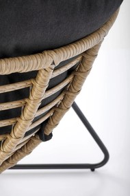 Fotoliu tapitat Whisper natur/negru - H90 cm