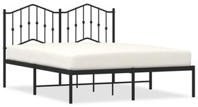 373789 vidaXL Cadru de pat metalic cu tăblie, negru, 140x190 cm