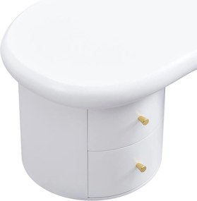 Măsuță de cafea cu formă neregulată, 2 sertare, 97x64x42 cm, Alb