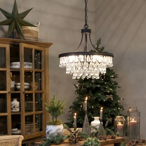 Candelabru din sticlă, cu piese în formă de picătură, 6 surse de lumină, "Versailles"