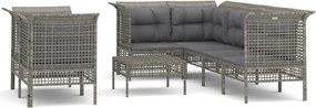 vidaXL Set mobilier de grădină cu perne, 8 piese, gri, poliratan