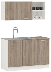 Set Bucatarie Ara, Stejar Sonoma Inchis/Alb, L 120 cm