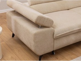 Colțar bej cu tapițerie din chenille (cu colț pe partea dreaptă/în formă de ”L”) Marbeya – Ropez