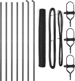 vidaXL Stâlp de gard. Gri 10 x 1,4 m ( plasă de 36 mm) Oțel și PVC