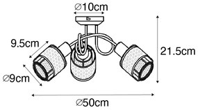 Plafoniera de design neagra cu auriu 3 lumini - Noud