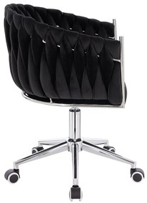 HR750K Scaun Neagră din Catifea cu Bază Cromata