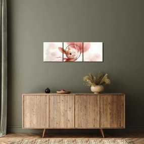 Tablou - Iepuraș cu Baloane (cu ceas) (90x30 cm)