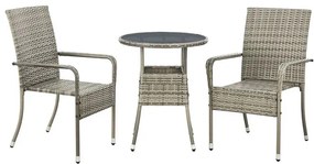 Juskys Masa rotundă Yoro din ratan Ø60 cm - gri