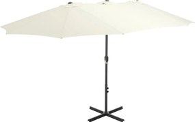 vidaXL Umbrelă soare exterior, stâlp aluminiu, nisipiu, 460 x 270 cm