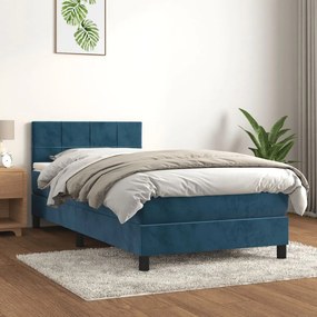 3141273 vidaXL Pat box spring cu saltea, albastru închis, 80x200 cm, catifea