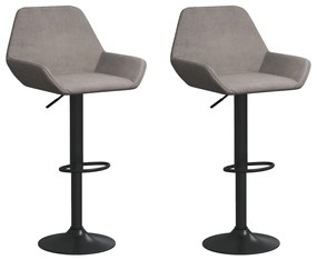 339368 vidaXL Scaune de bar, 2 buc., gri deschis, catifea