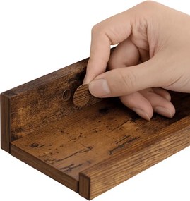 Set 3 buc rafturi de perete TAYLOR 38x10 cm, maro rustic