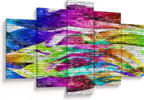 Tablou - Zid de cărămidă cu flăcări colorate (150x105 cm)